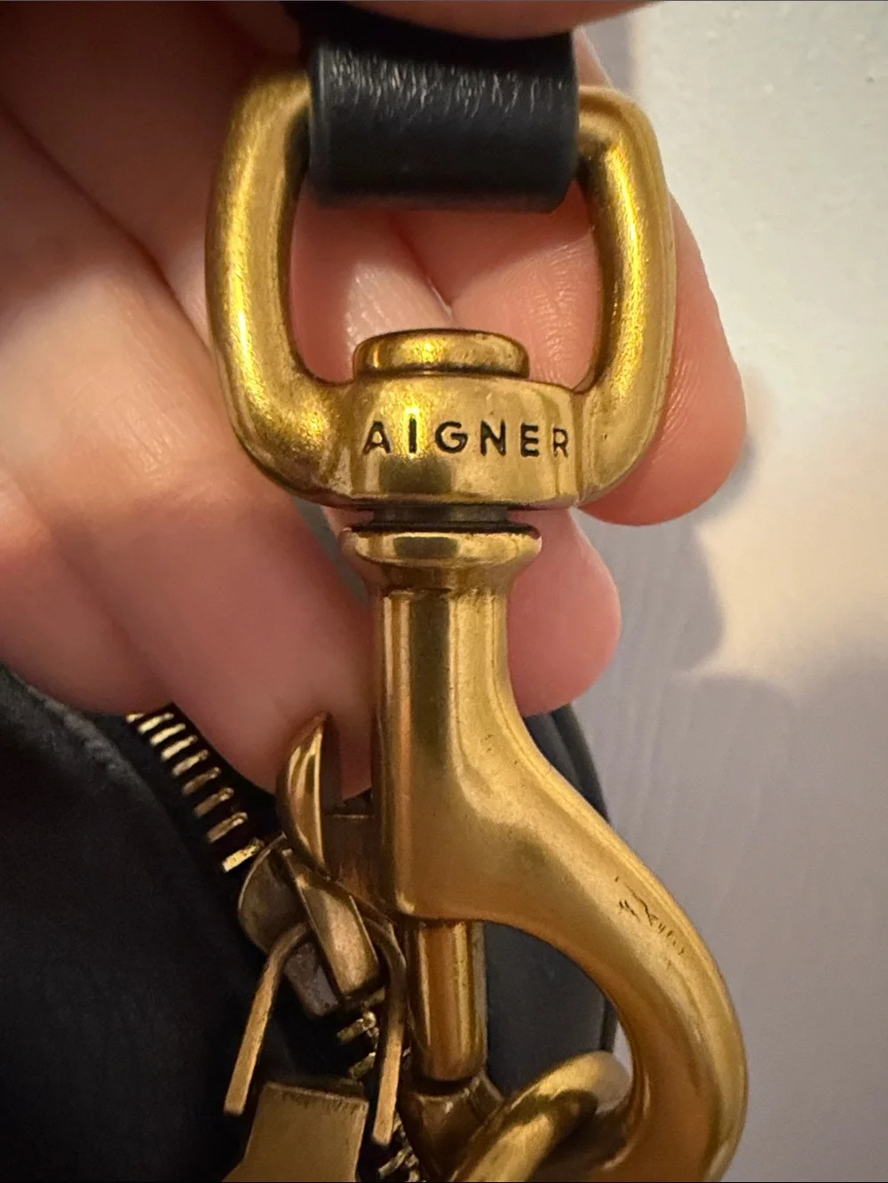Etienne Aigner Black Leather Crossbody with Embossed 'A'